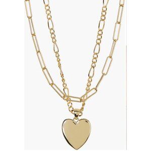 Adornia Layered Heart Pendant Necklace in Goldtone